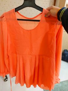 Fancy Peach Color Top For Women Flare Top