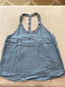 Blue Chambray Halter Neck Top