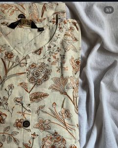 Stylish Floral Print Cotton Kurta