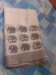 Elephant design lenin saree for festival..