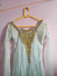 White Anarkali Set