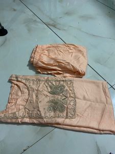 Peach Embroidered Kurta Set