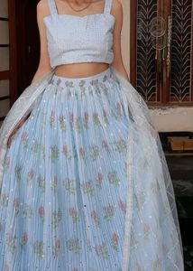 Pista Color Lehenga Choli Set