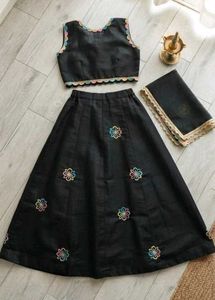 Elegant Black Lehenga Choli Set baby girl
