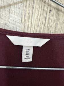 Maroon Square Neck Long Sleeve Top