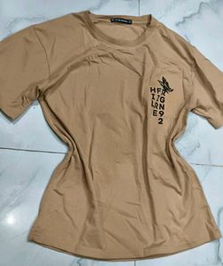 Casual Tan Graphic T-Shirt