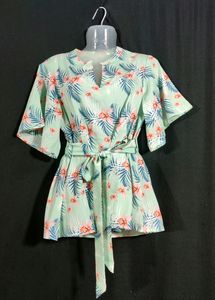 Light Green Floral Printed Top