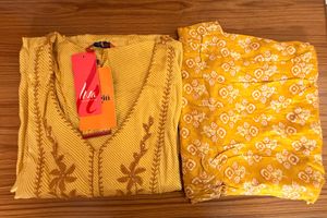 Yellow Embroidered Kurta and Palazzo Set