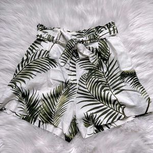 H&M Palm Leaf Print High-Waisted Shorts