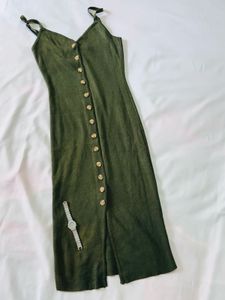 Olive Button-Down Midi Dress
