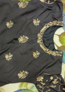 Embroidered Black Kurta Set with Dupatta