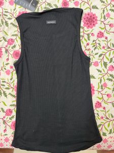 Black Ribbed Sleeveless Tank Top