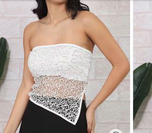 Shein White Lace Strapless Top