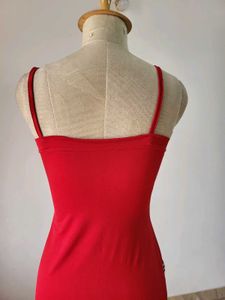 Red Bodycon Dress with Stripe Detail. Length 30 In