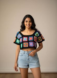Crochet Granny Square Crop Top