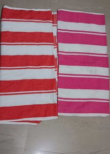 Striped Beach Towels - Pink &amp; Orange