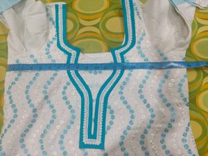 Blue And White Suit With Dupatta