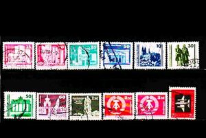 65 unique EAST GERMANY DDR DEFINITIVE USED STAMPS
