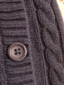 Navy Blue Cable Knit Button Skirt