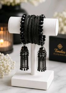 Elegant Black Beaded Bracelet