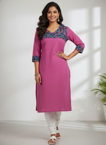 Beautiful Pink Kurta with Floral Print