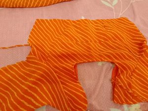 Vibrant Orange Leheriya Saree with blouse