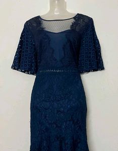 Elegant Navy Lace Dress