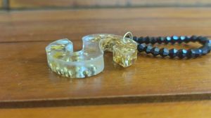 Unique 'S' Letter Resin Pendant with Gold Flakes &amp;