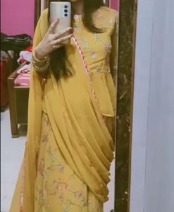 Yellow Floral Kurta Set with Dupatta