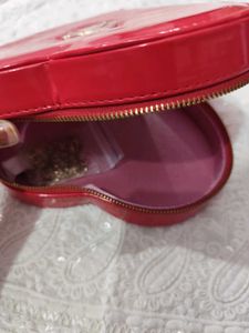 Red Heart Shaped Clutch Bag