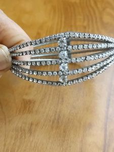 Diamonds Silver Bangle Bracelet
