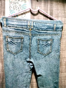 Stylish Blue Denim Print Leggings