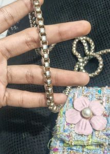 Cute Tweed Floral Chain Bag