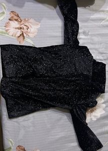 Sparkling Black Long Sleeve blazer with tie