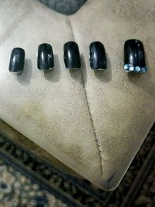 Black Press-On Nails with Embellishments