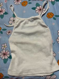 Ribbed White Spaghetti Strap Tank Top