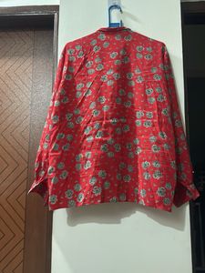 Red Floral Button-Up Shirt