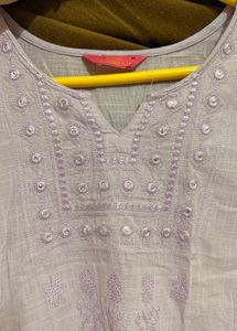 Elegant Lavender Embroidered Kurta