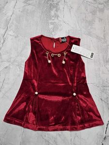 Elegant Red Velvet Dress for Girls