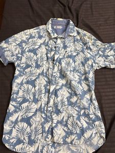 Men's Leaf Print Short Sleeve Shirt