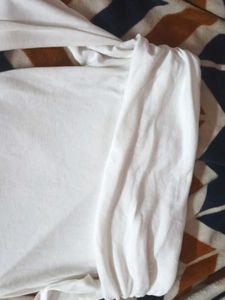 White Long Sleeve Off-shoulder Top