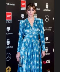 Blue Star Print Long Sleeve Dress