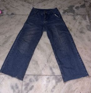 Wide Leg Blue Denim Jeans