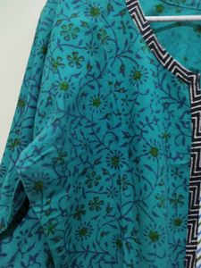 Green Floral Leaf Print Kurta