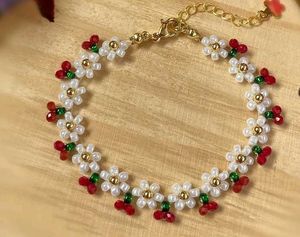 Cute Beaded Flower & Cherry Bracelet
