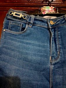 Stylish Blue Denim Jeans with Chain Detail