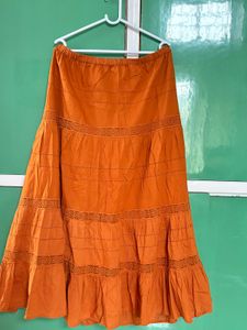 Boho Tiered Orange Maxi Skirt