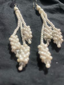 White Pearl Dangle Earrings