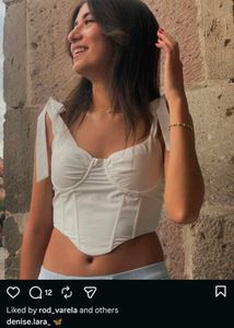 I. White Ruched Bustier Top