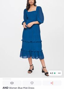 Blue Ruffled Midi Dress